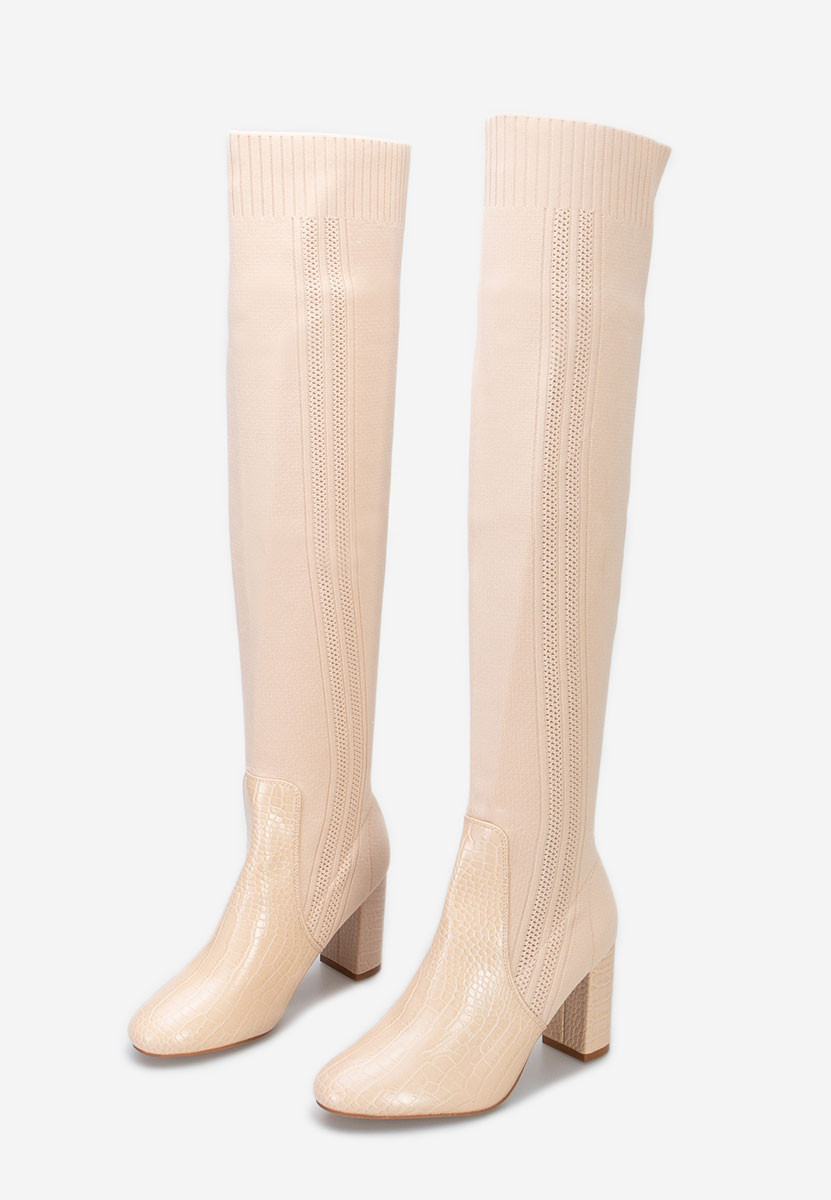 Marotta bézs hosszú szárú magassarkú csizma 