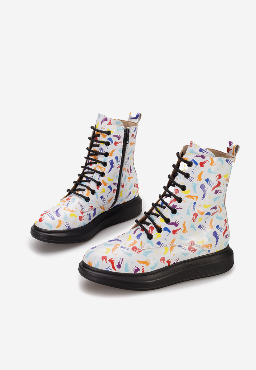 Cabera fehér női bőr bokacsizma