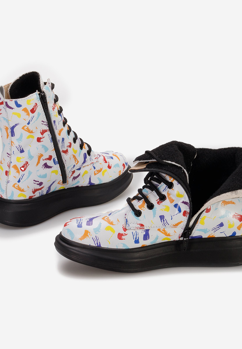 Cabera fehér női bőr bokacsizma