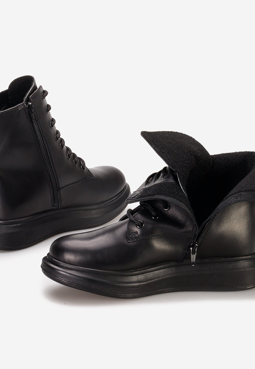 Cabera fekete női bőr bokacsizma