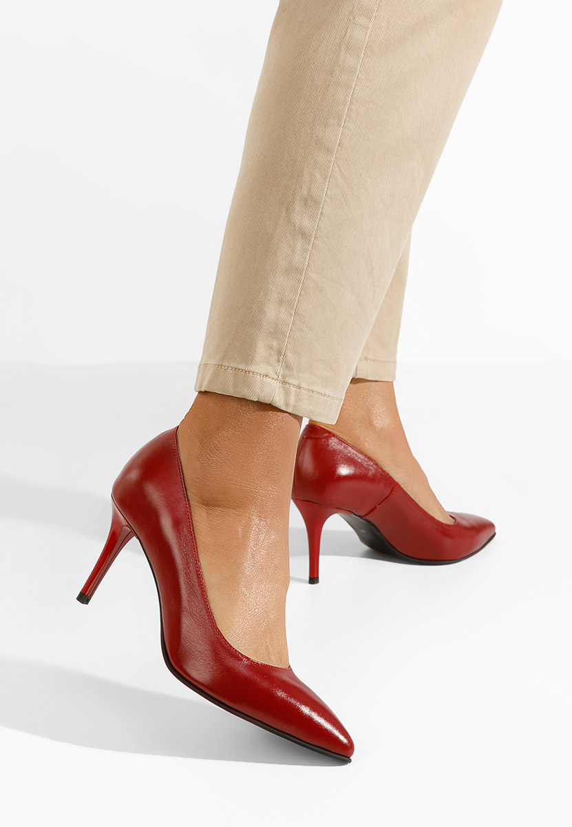 Zigrida piros bőr tűsarkú cipő 