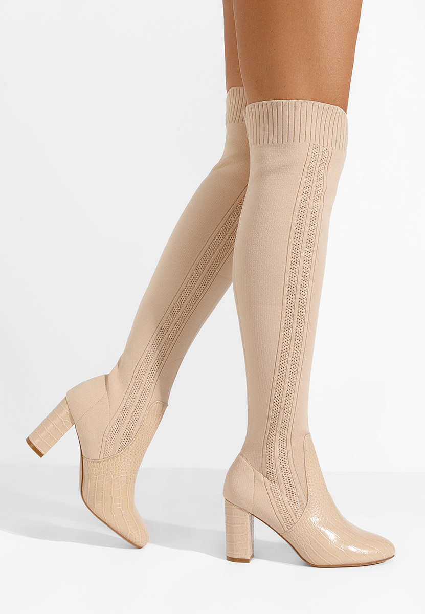 Marotta bézs hosszú szárú magassarkú csizma 