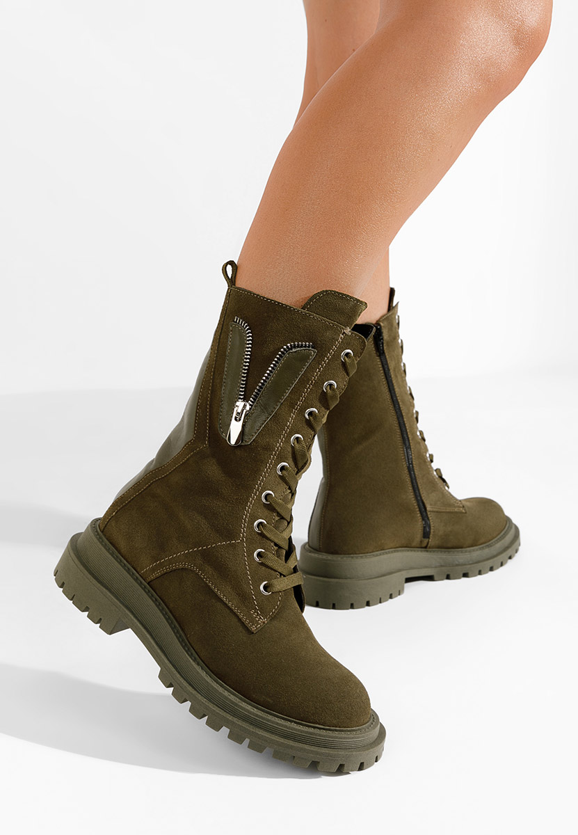 Kimmie v2 zöld női bőr bakancs