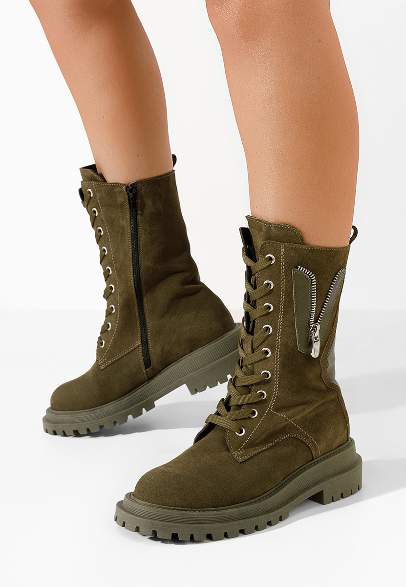 Kimmie v2 zöld női bőr bakancs