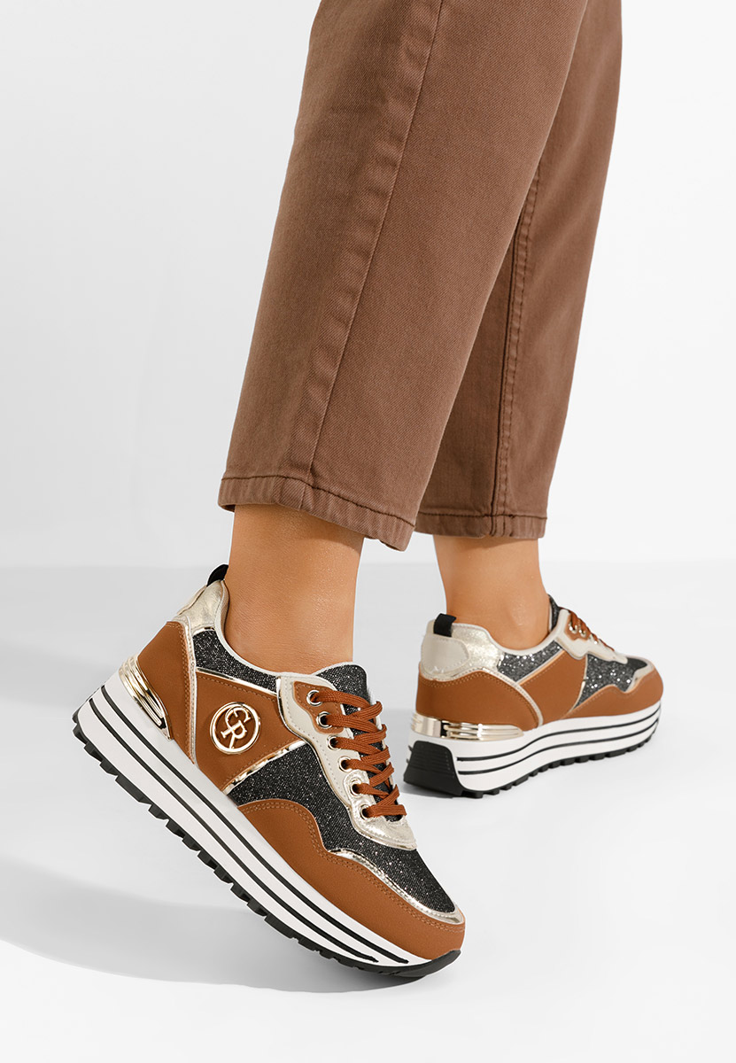 Eranova camel telitalpú platform sneaker