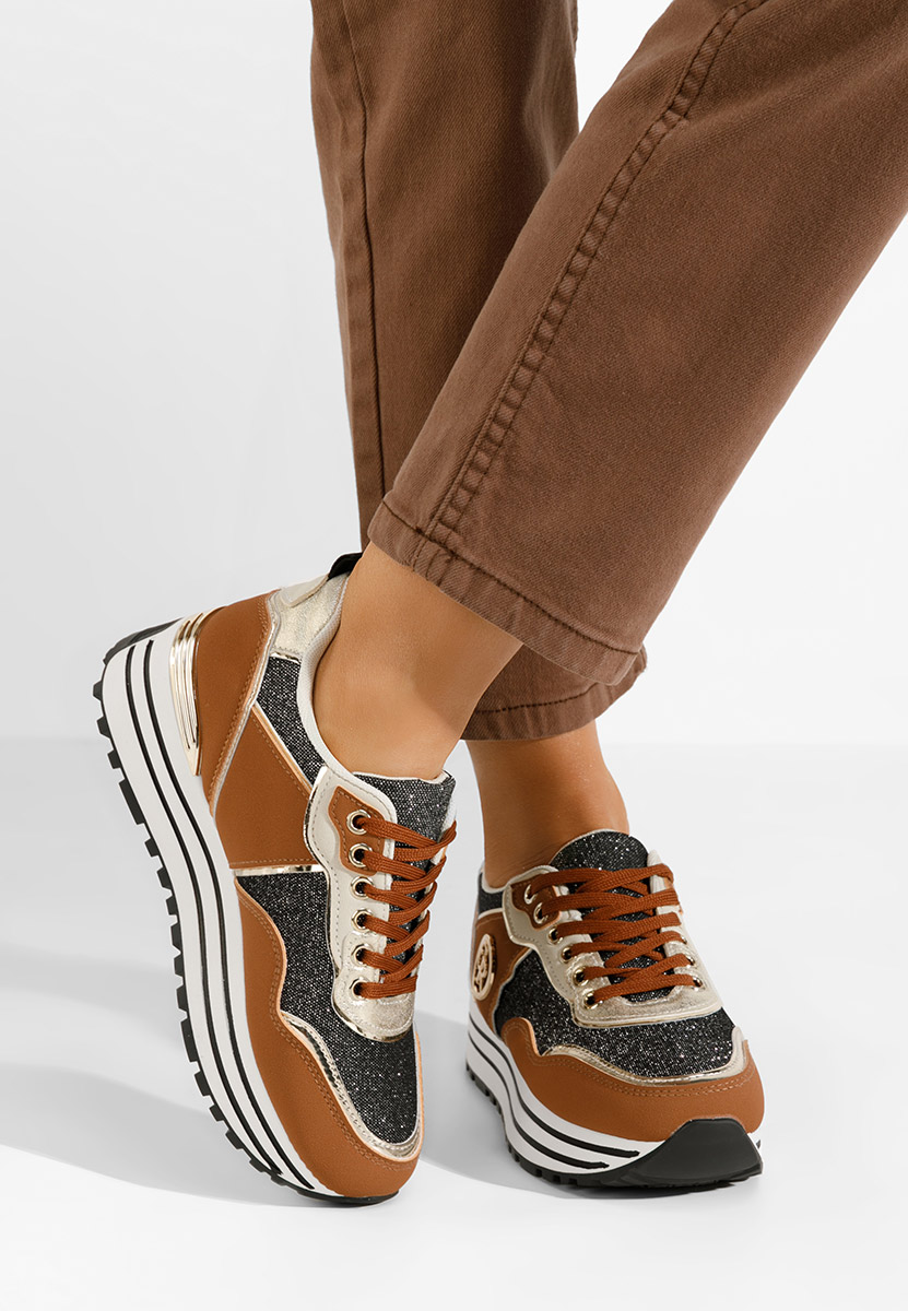 Eranova camel telitalpú platform sneaker