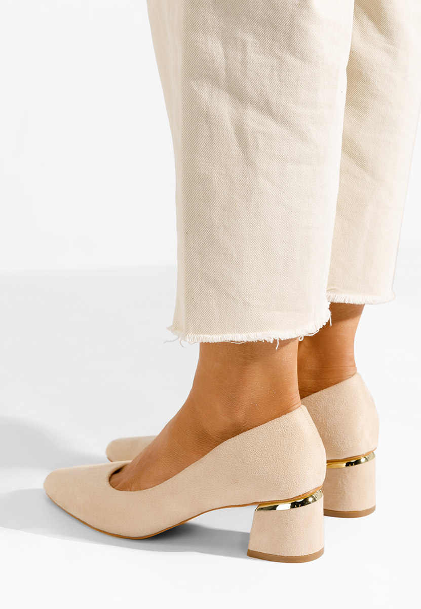 Gretta v2 bézs vastag sarkú magassarkú 