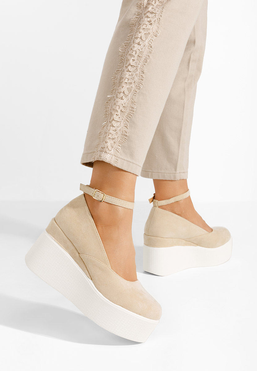 Leanora bézs telitalpú platform cipő