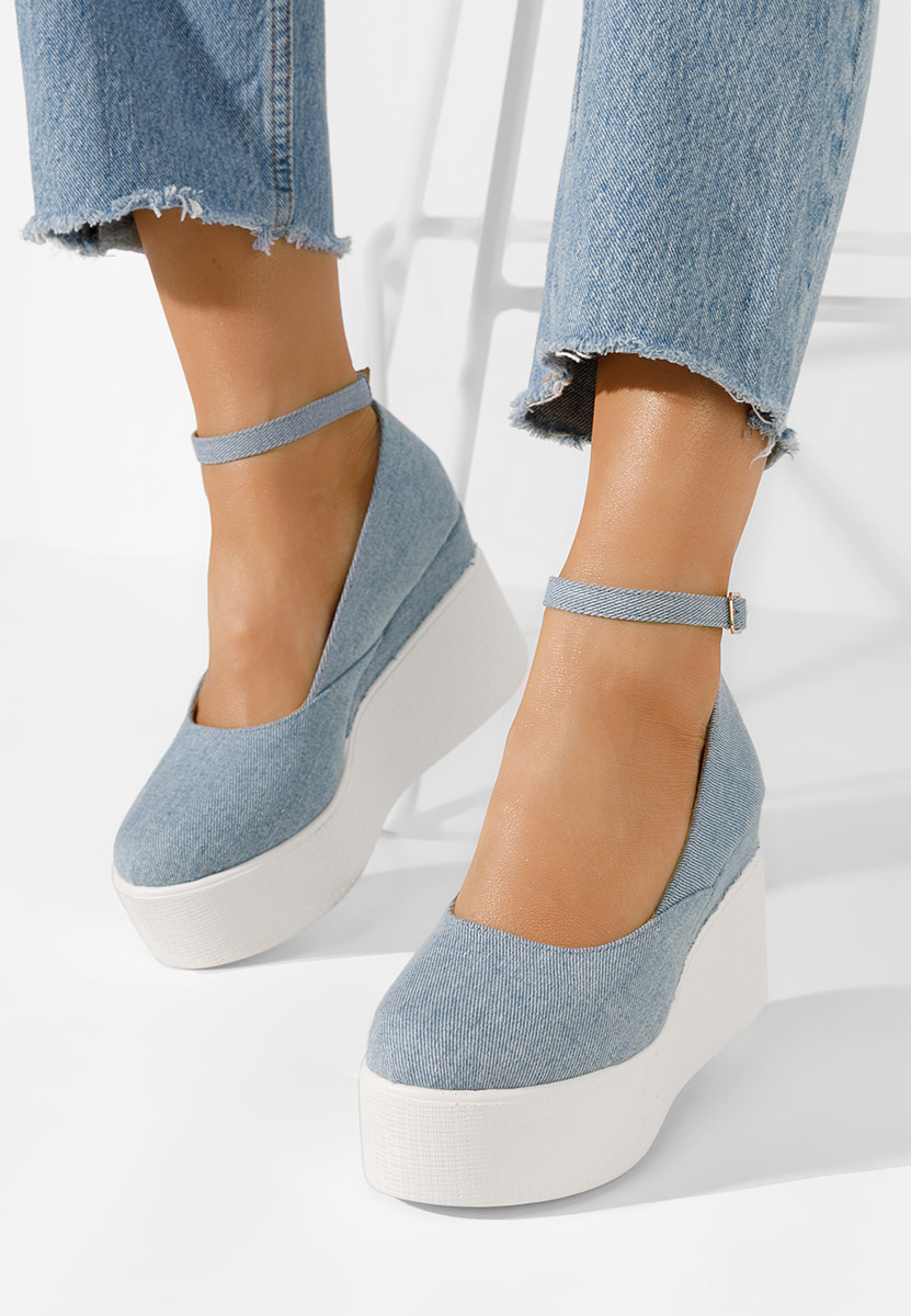 Leanora kék telitalpú platform cipő