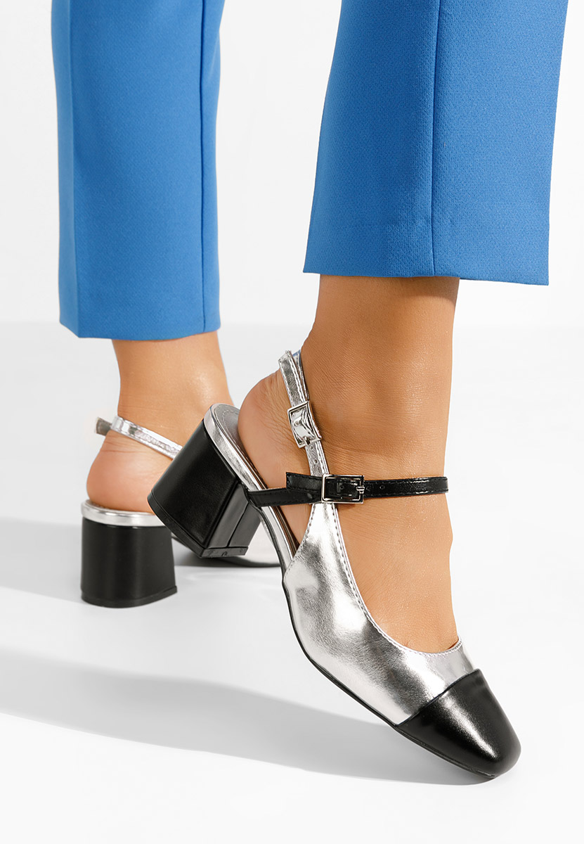 Eriosa ezüst vastag sarkú magassarkú 