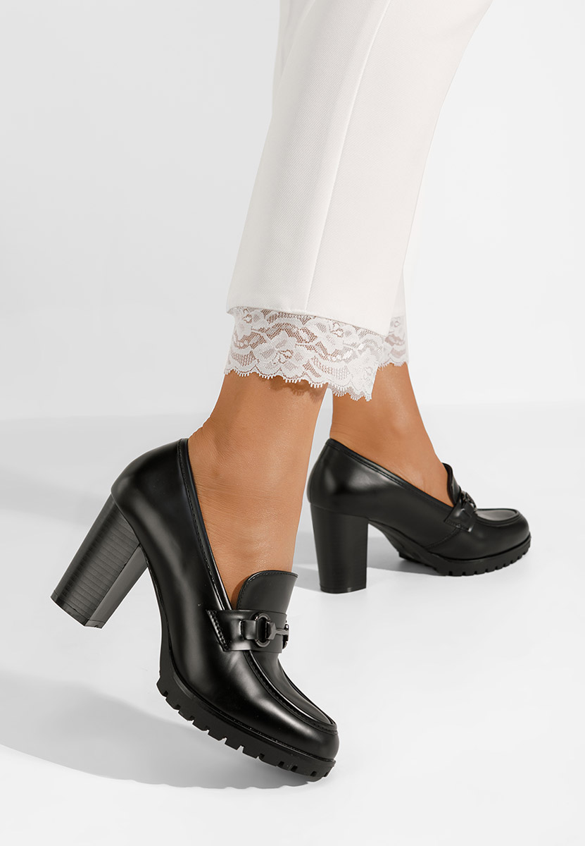 Lorena fekete női loafer cipő
