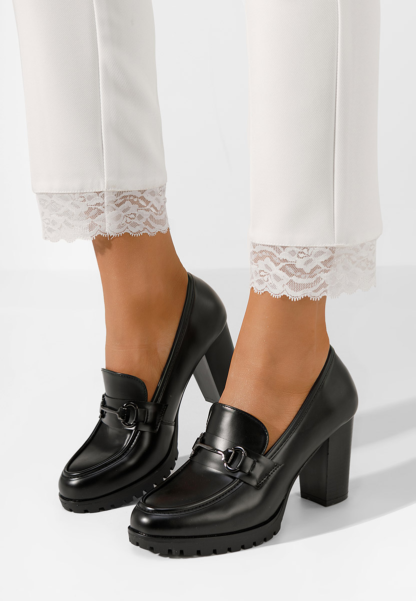 Lorena fekete női loafer cipő