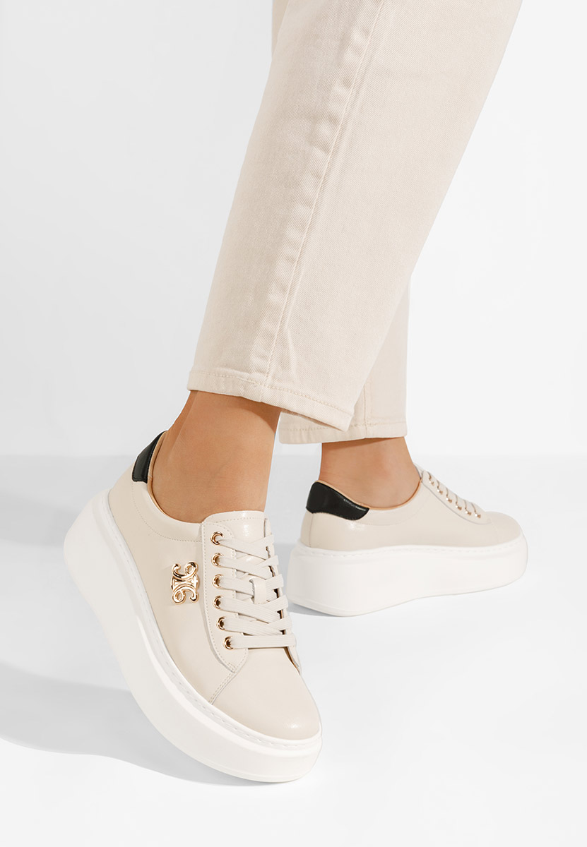 Caliana bézs telitalpú platform sneaker