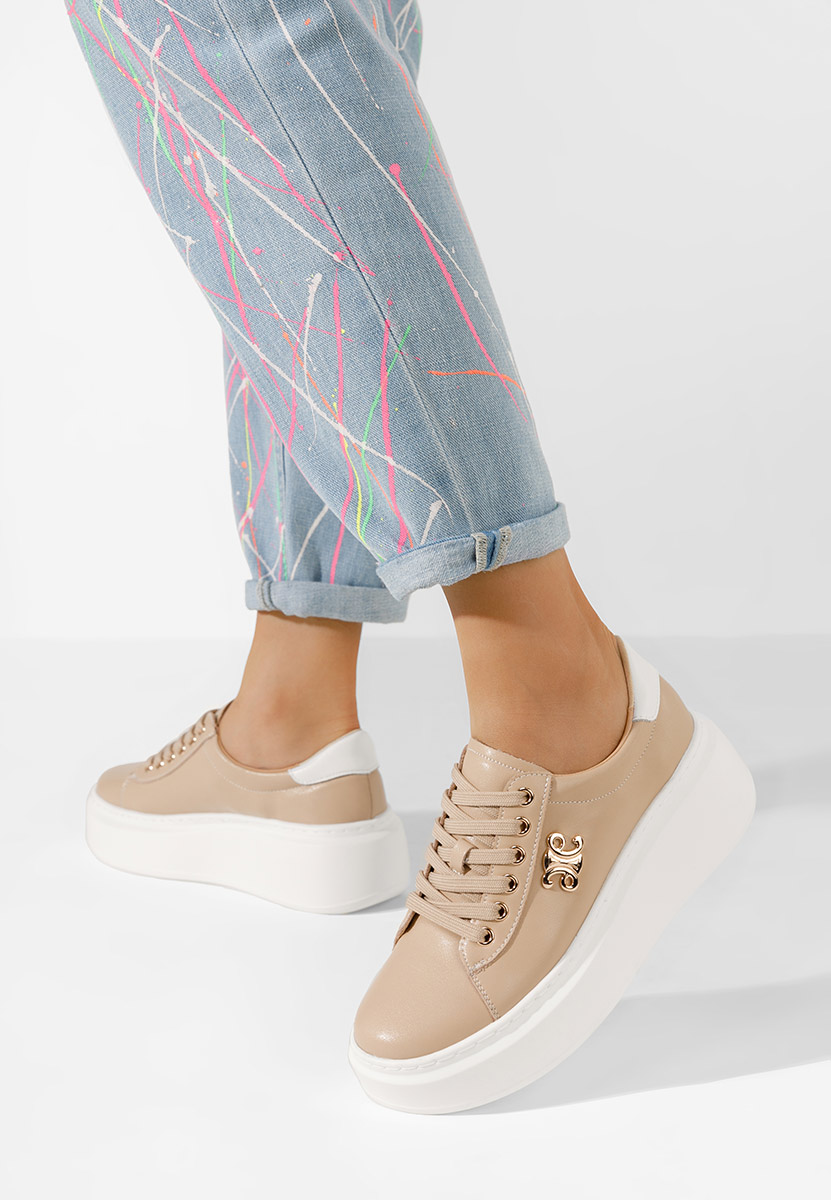 Caliana khaki telitalpú platform sneaker