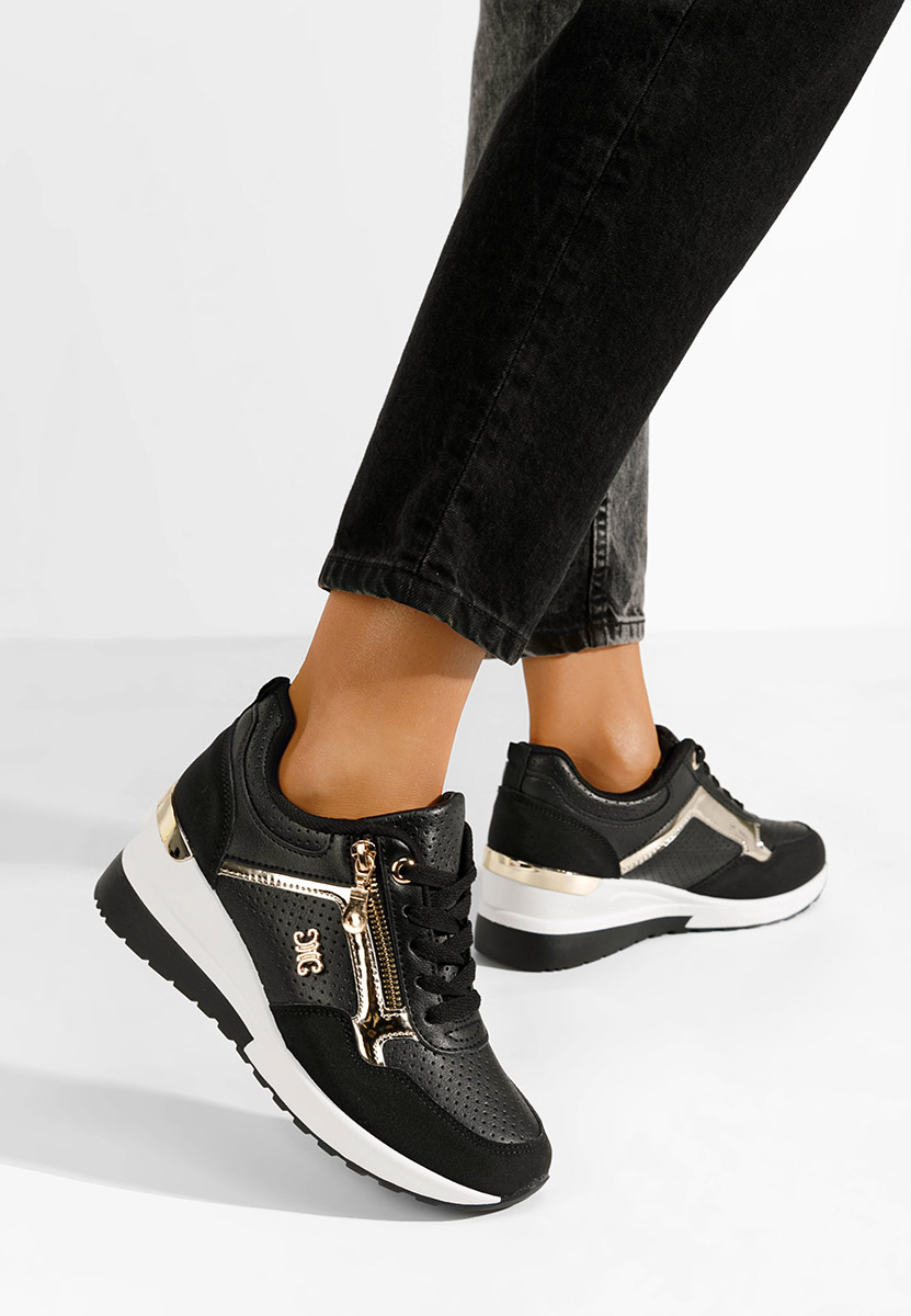 Kaileen fekete platform sneaker cipő 