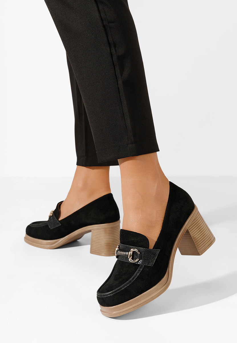 Gizella fekete női loafer cipő