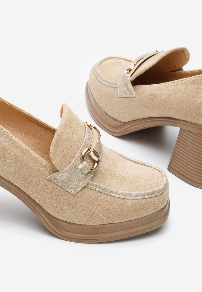 Gizella khaki női loafer cipő