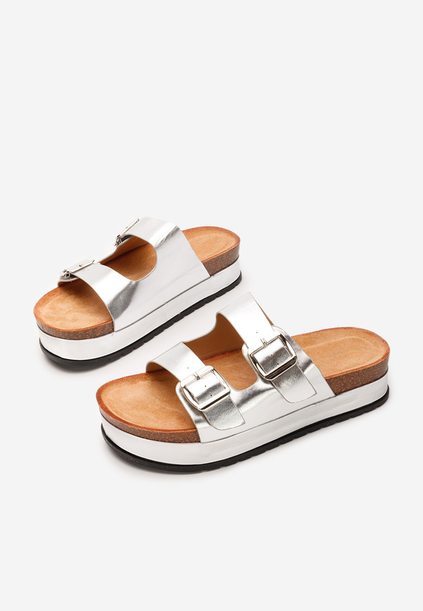 Cu talpa inalta ronna ezüst női papucs