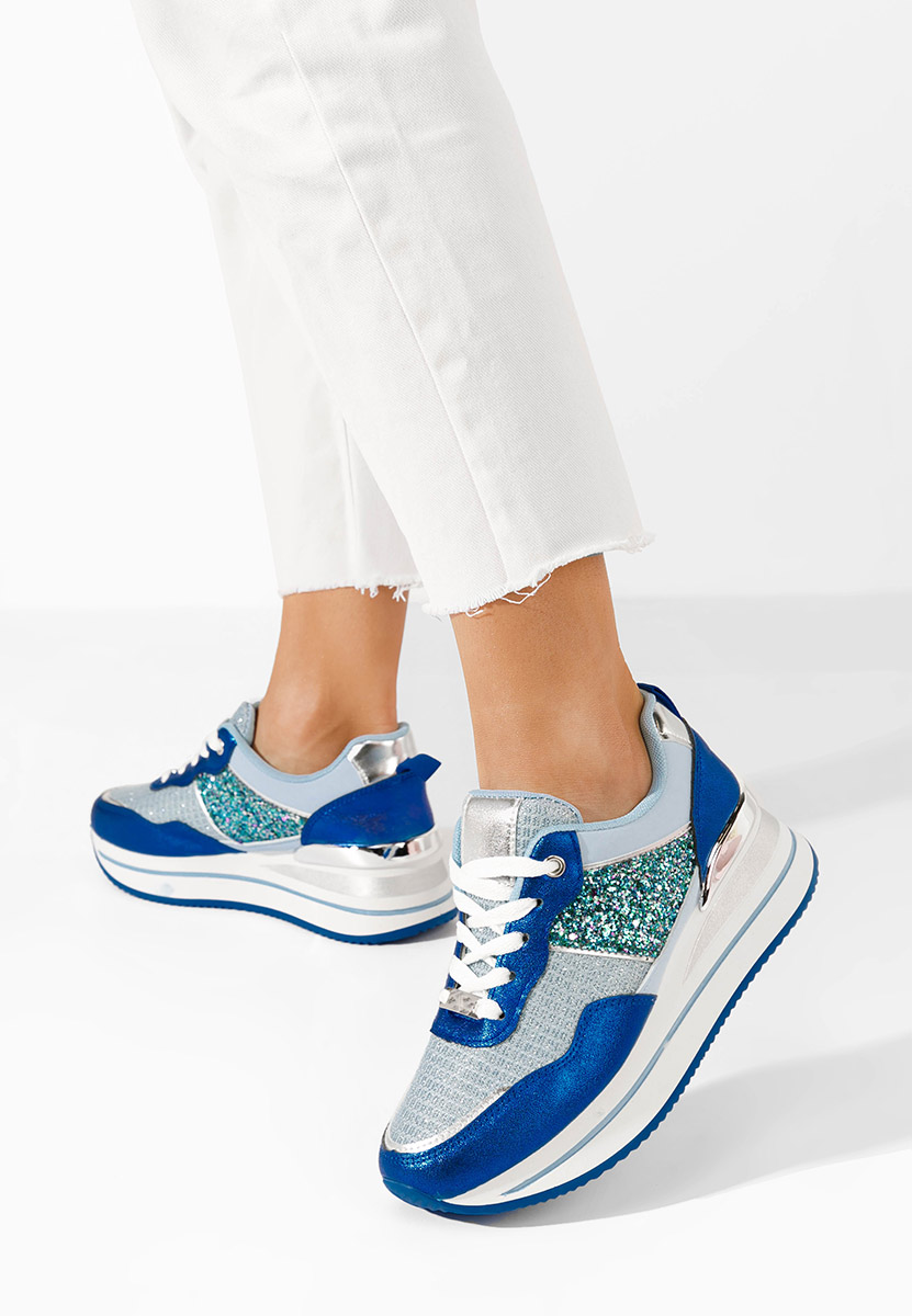Hanifa kék telitalpú platform sneaker