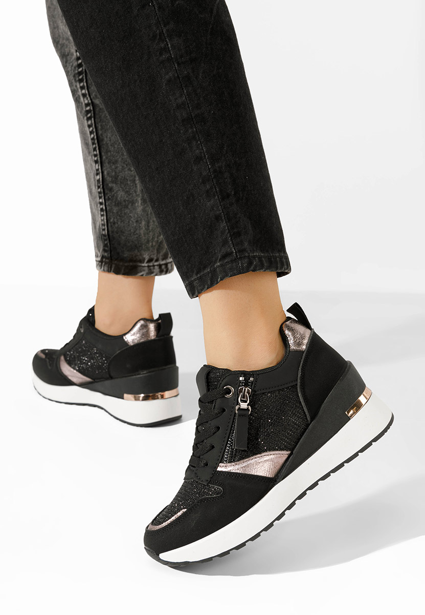 Zenna fekete platform sneaker cipő 