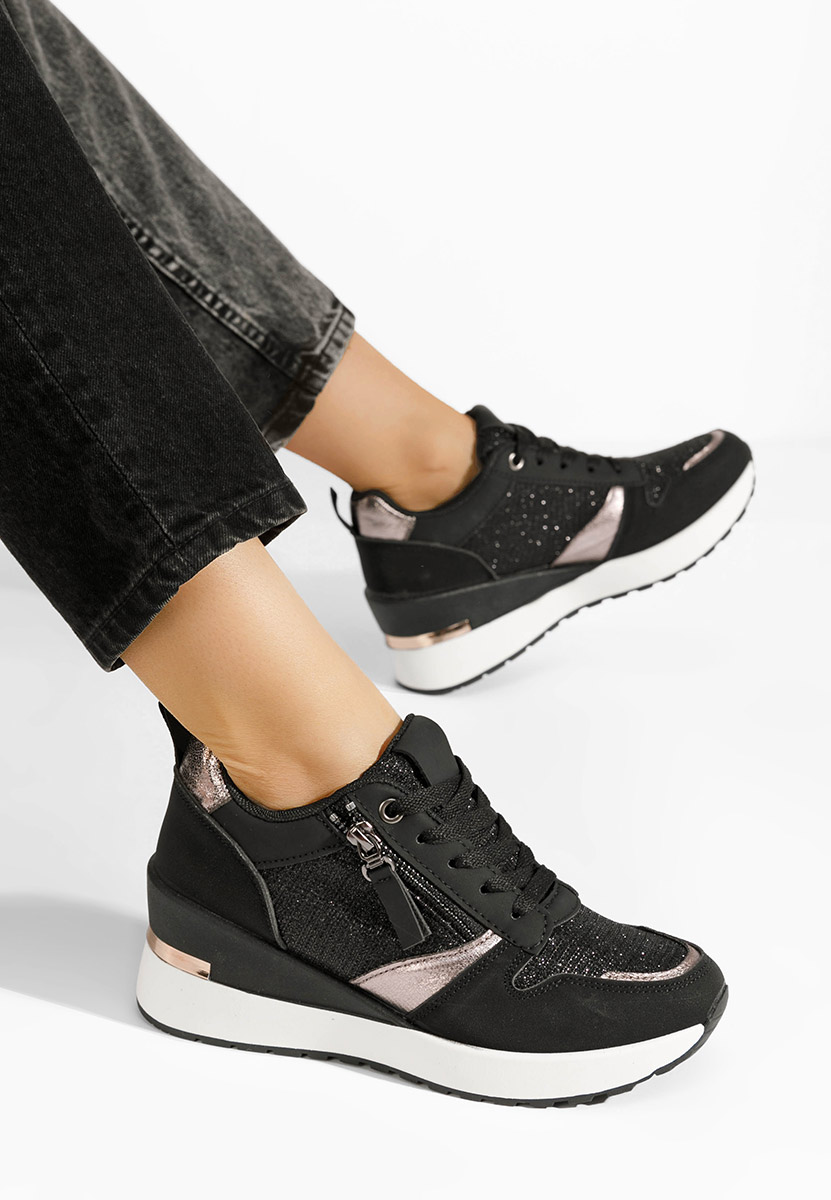 Zenna fekete platform sneaker cipő 