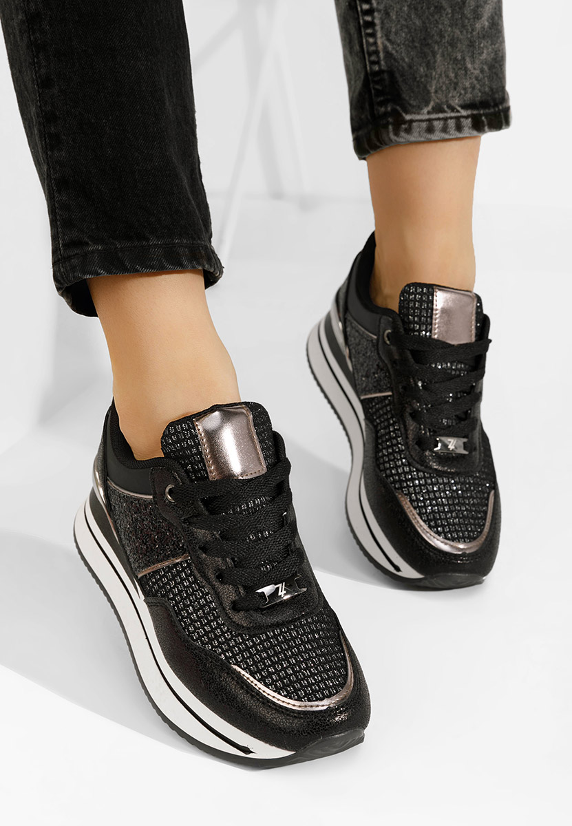 Hanifa fekete platform sneaker cipő 