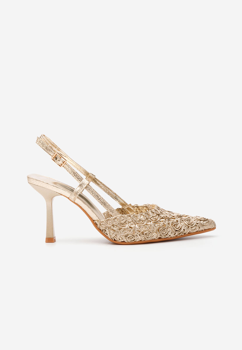 Slingback azzie aranyszínü magassarkú cipő