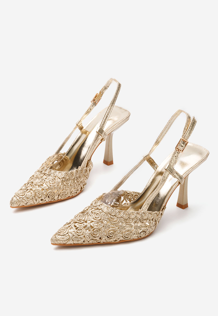 Slingback azzie aranyszínü magassarkú cipő