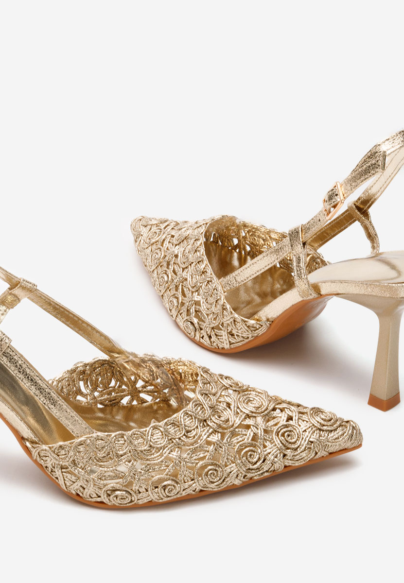 Slingback azzie aranyszínü magassarkú cipő