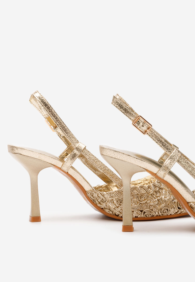 Slingback azzie aranyszínü magassarkú cipő
