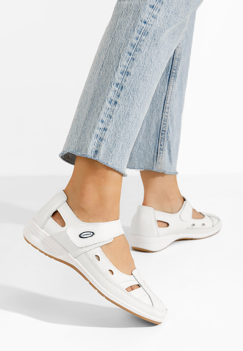 Deby fehér bőr balerina cipő