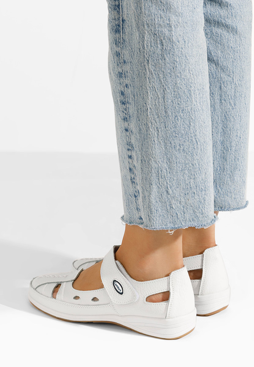 Deby fehér bőr balerina cipő