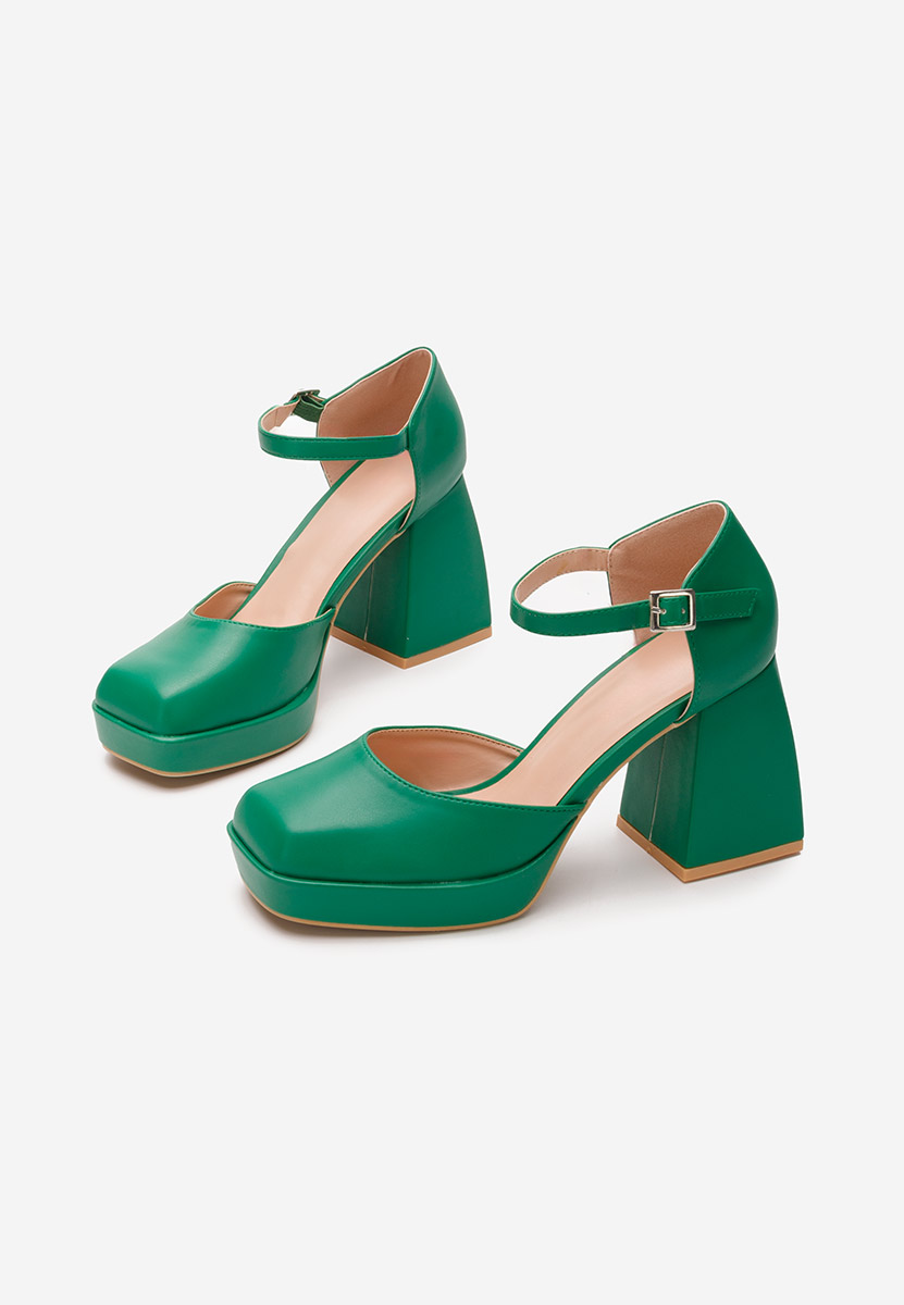 Monsa zöld vastag sarkú magassarkú 