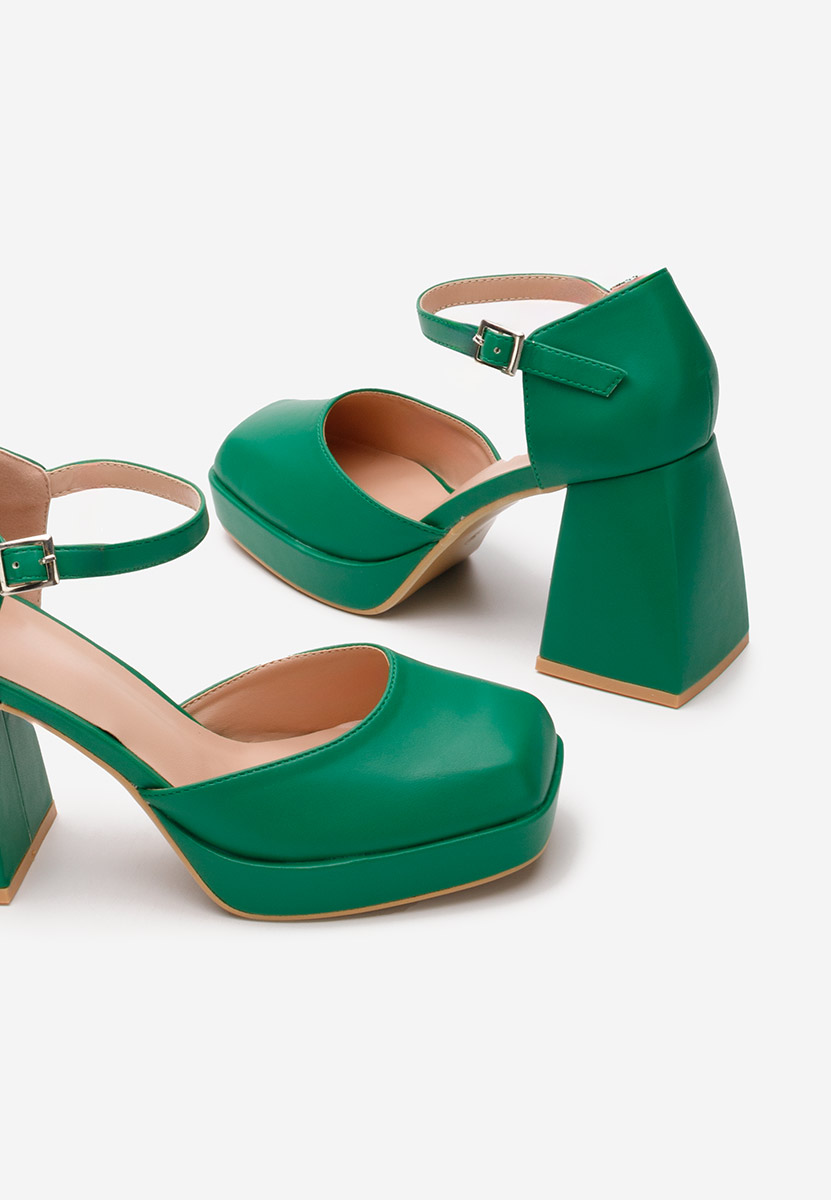 Monsa zöld vastag sarkú magassarkú 