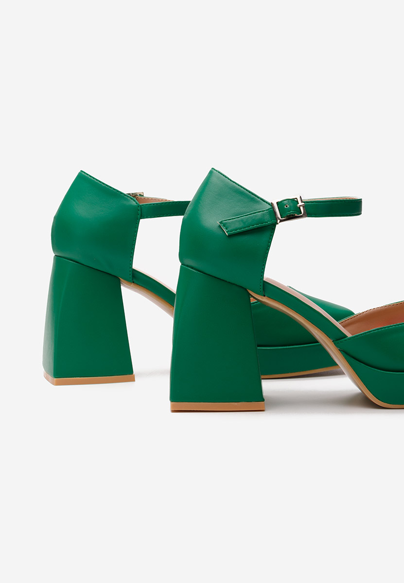 Monsa zöld vastag sarkú magassarkú 