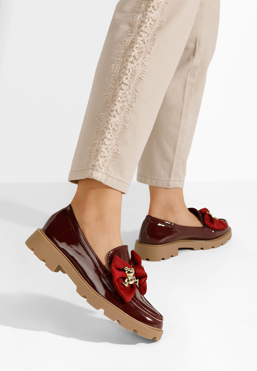 Desana borvörös női telitalpú mokaszín