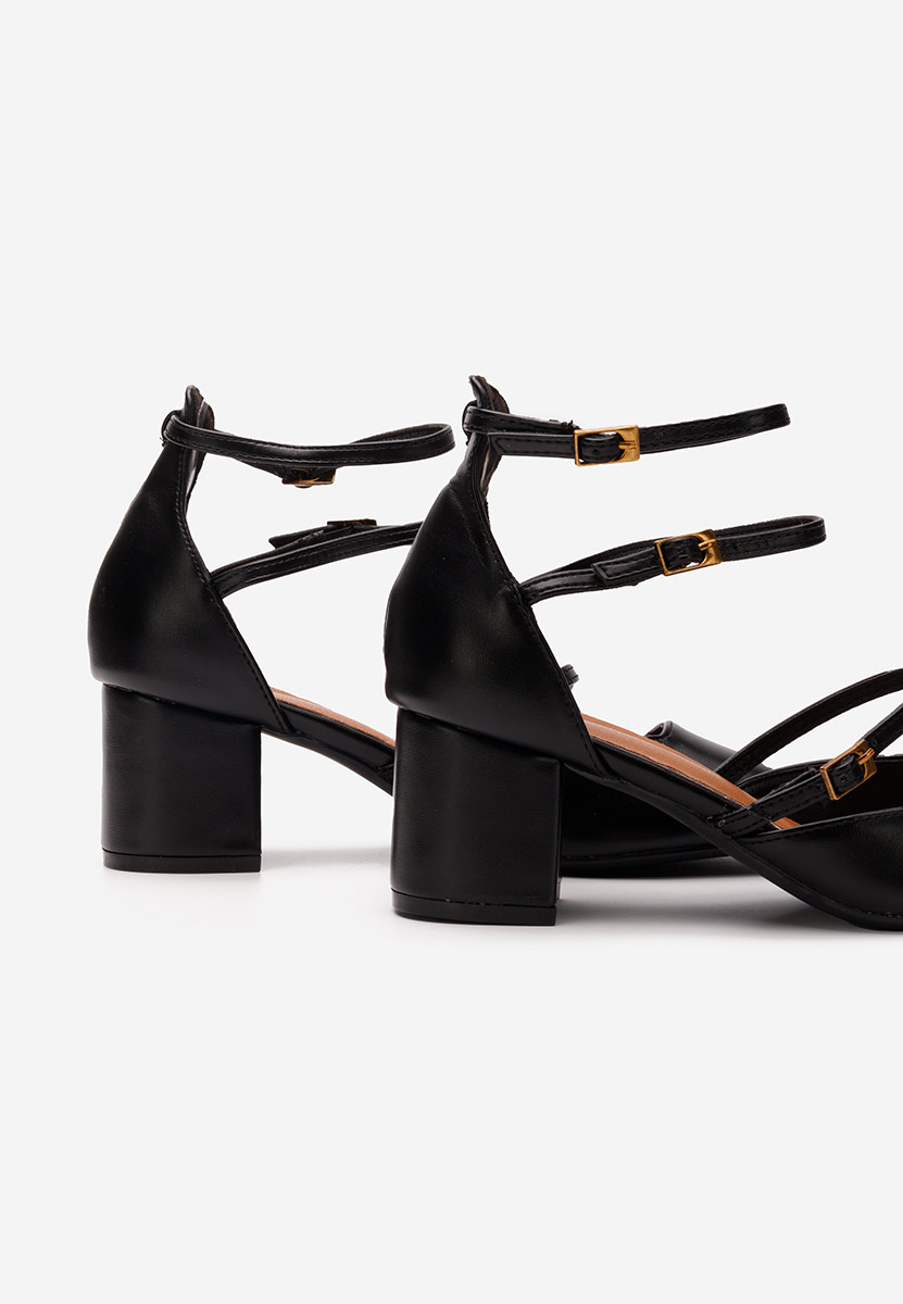 Demara v2 fekete vastag sarkú magassarkú 