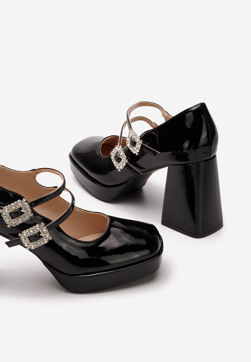 Elany fekete vastag sarkú magassarkú 