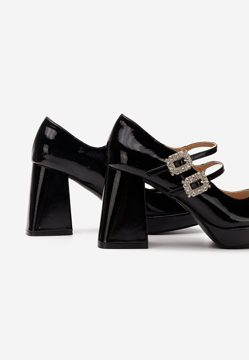 Elany fekete vastag sarkú magassarkú 