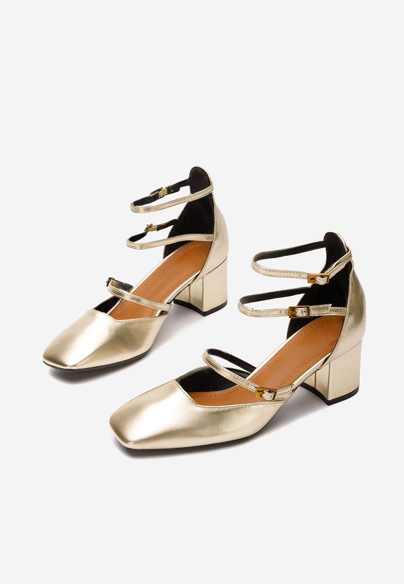 Demara v2 aranyszínü vastag sarkú magassarkú 