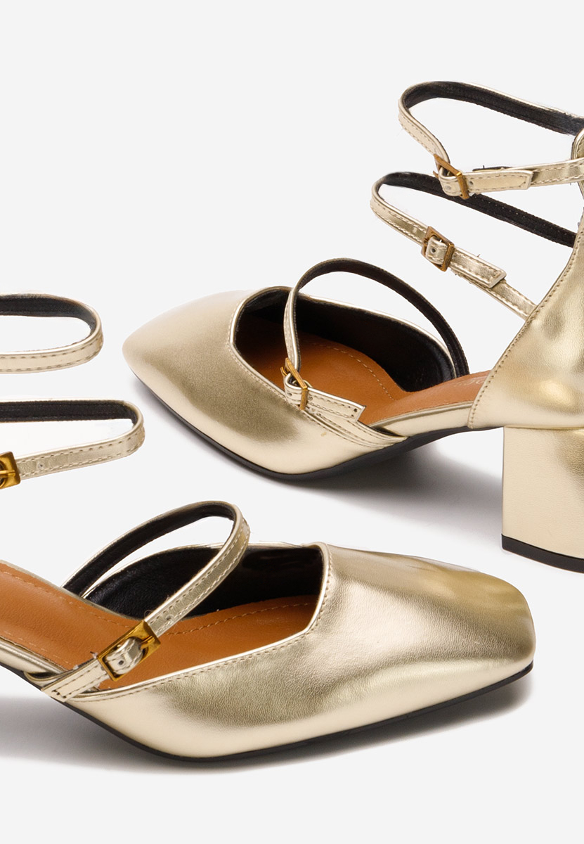 Demara v2 aranyszínü vastag sarkú magassarkú 