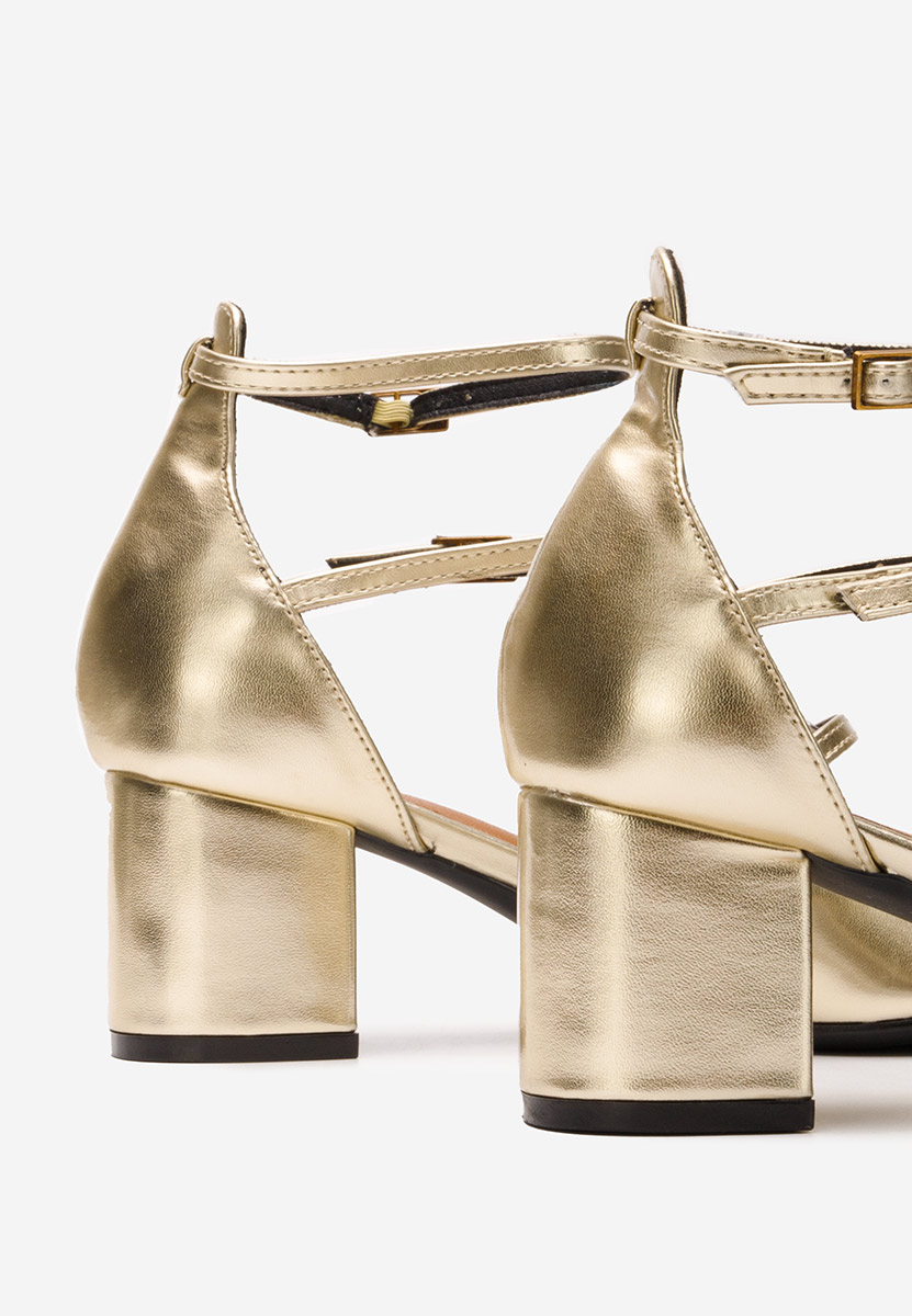 Demara v2 aranyszínü vastag sarkú magassarkú 