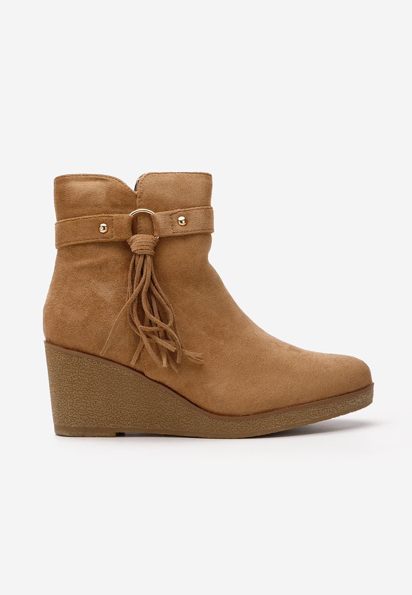 Allura camel női platform bokacsizma 
