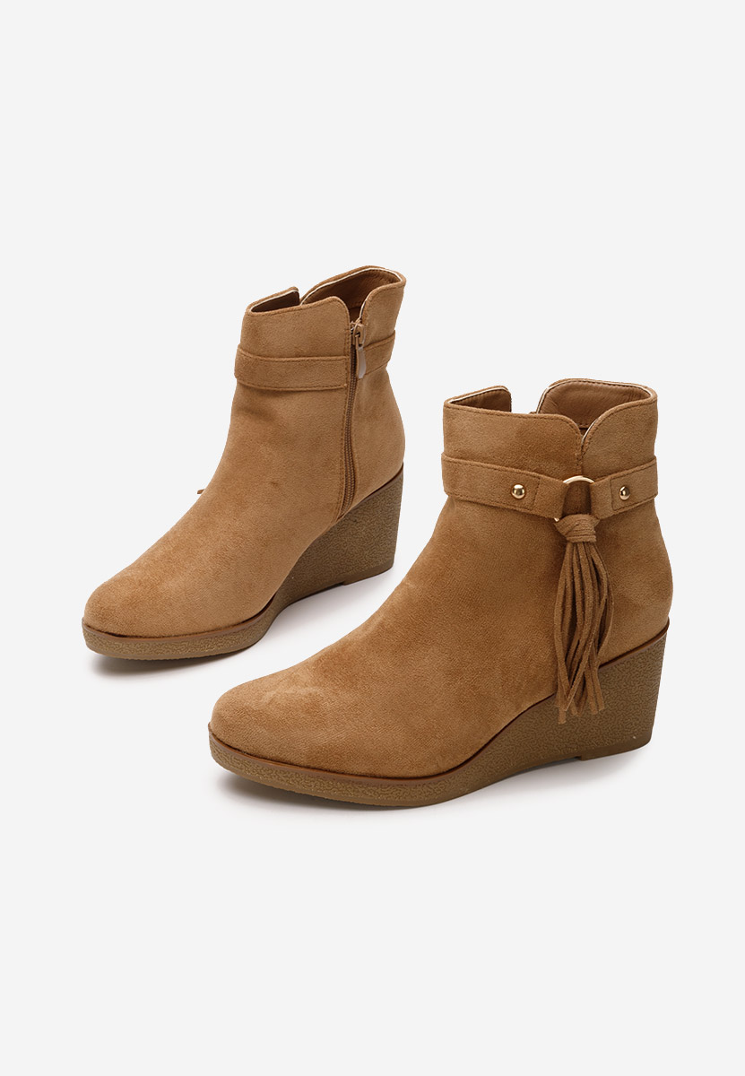 Allura camel női platform bokacsizma 
