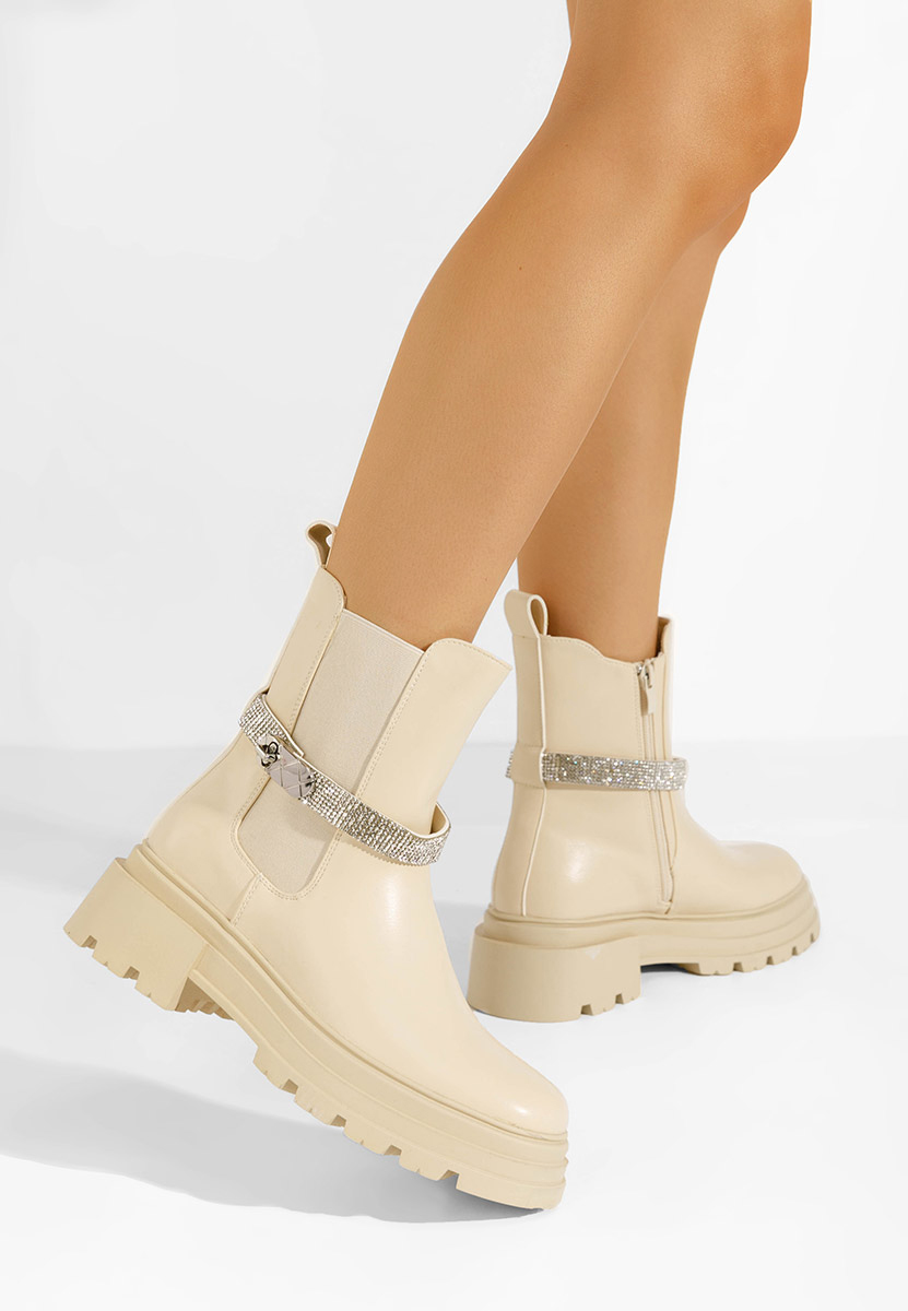 Marise bézs női telitalpú bokacsizma