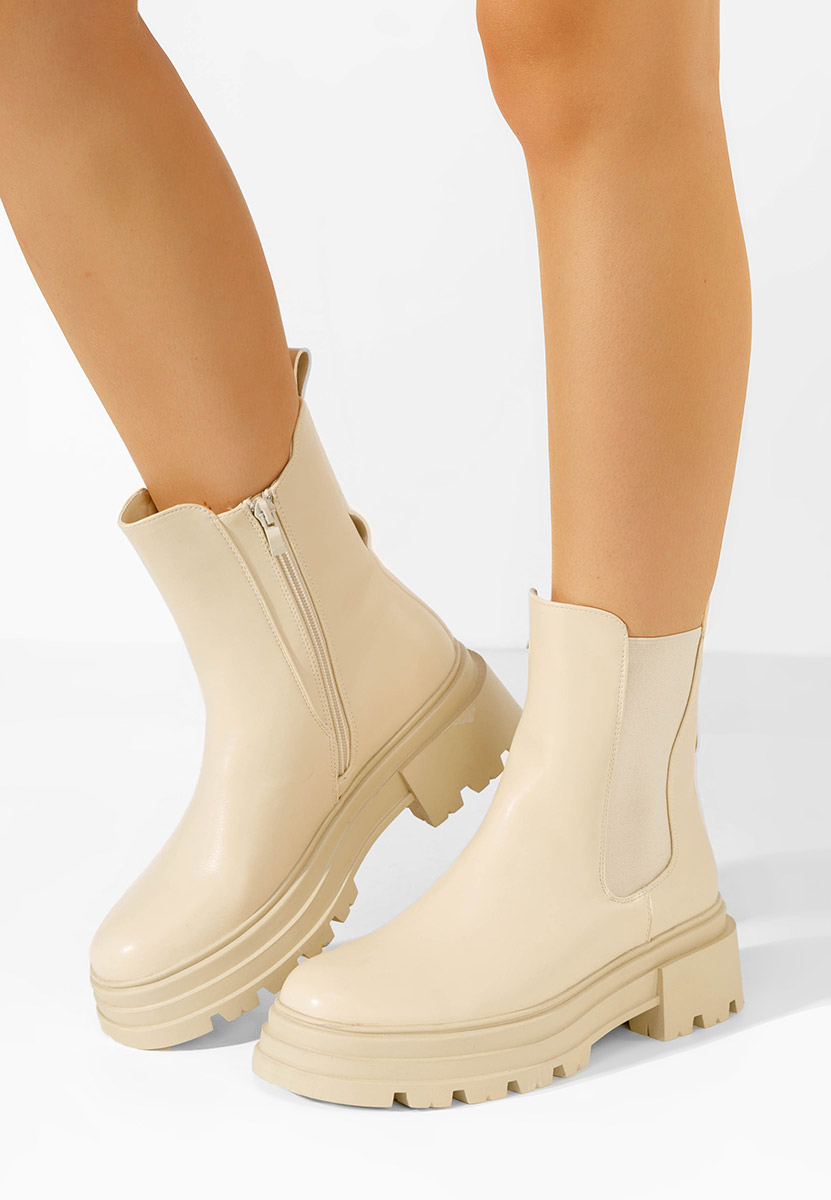 Marise bézs női telitalpú bokacsizma