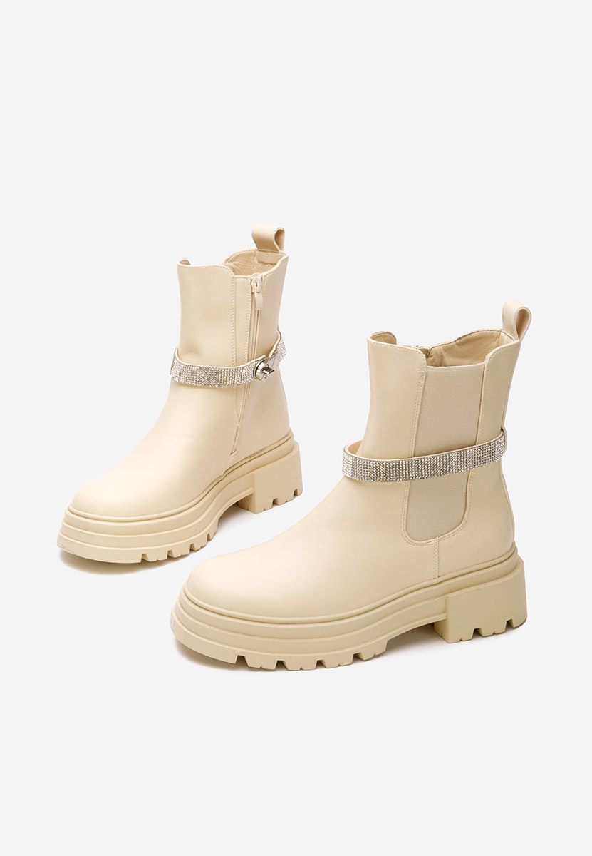 Marise bézs női telitalpú bokacsizma