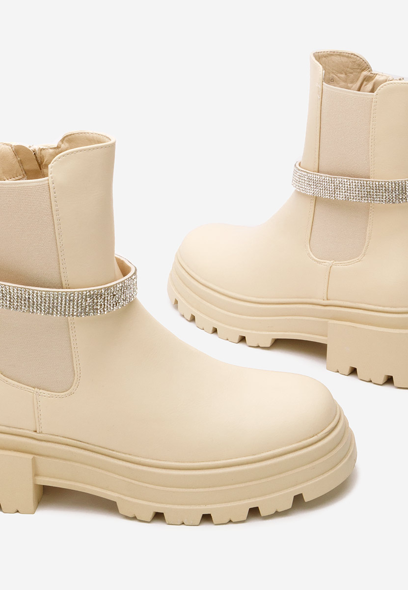 Marise bézs női telitalpú bokacsizma