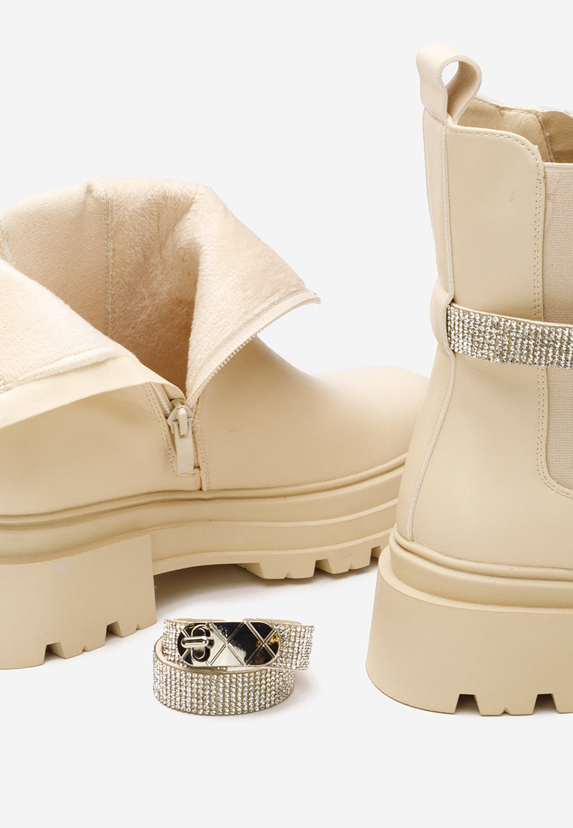 Marise bézs női telitalpú bokacsizma