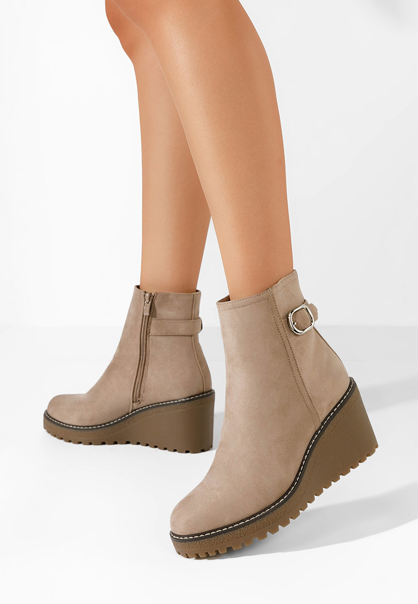 Chetana khaki női platform bokacsizma 